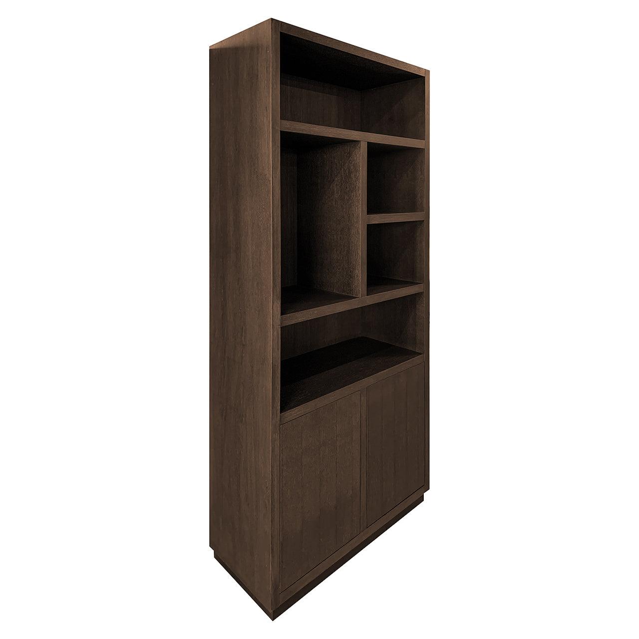 Oakura Large Brown Oak Wood Bookcase with 2 Doors by Richmond Interiors - Maison Rêves UK
