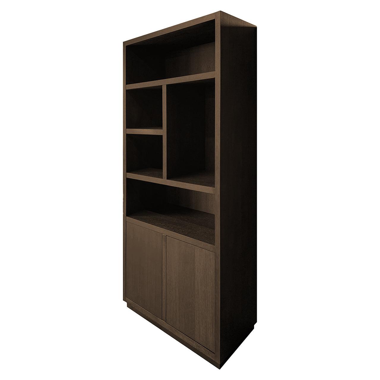 Oakura Large Brown Oak Wood Bookcase with 2 Doors by Richmond Interiors - Maison Rêves UK