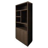 Oakura Large Brown Oak Wood Bookcase with 2 Doors by Richmond Interiors - Maison Rêves UK