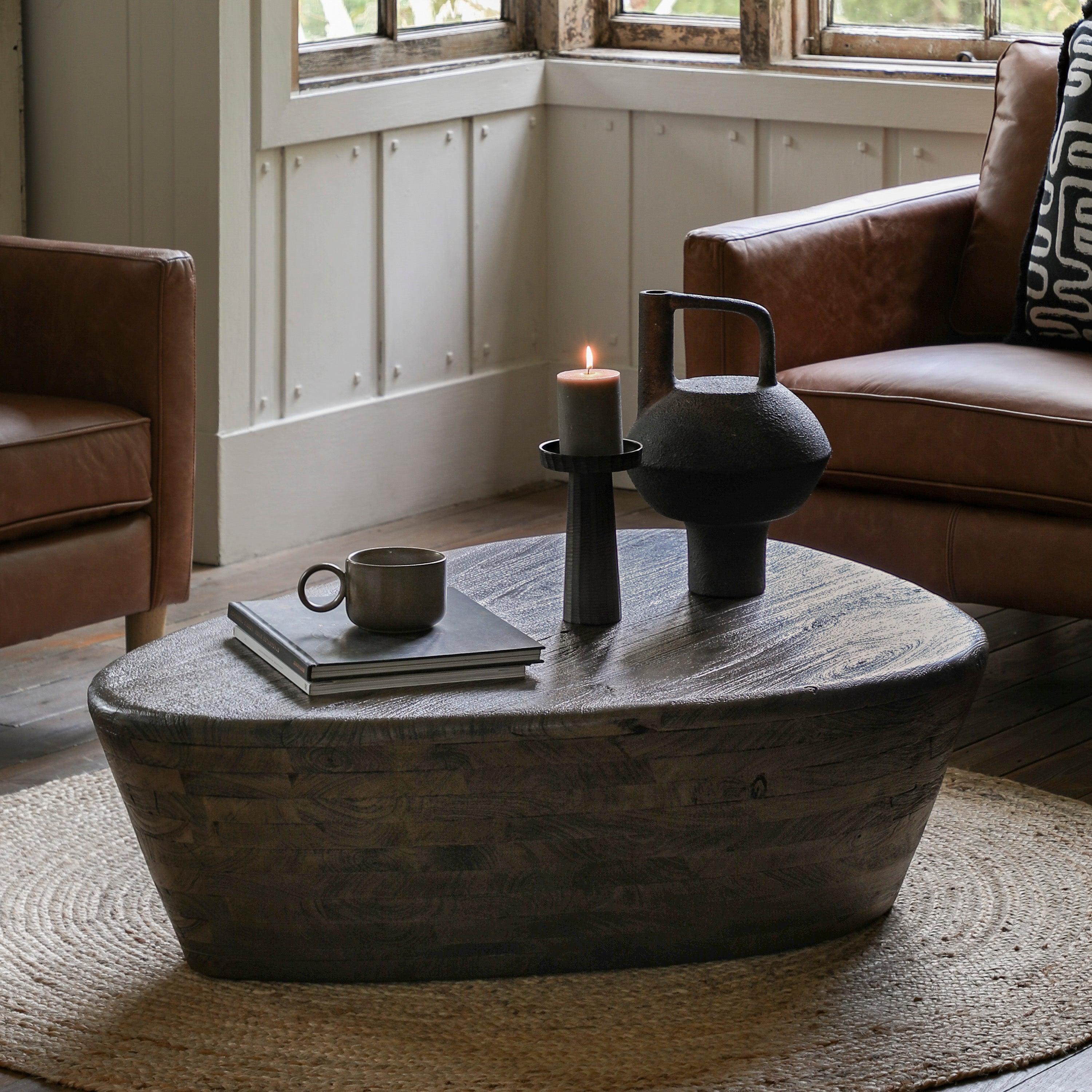 Orego Mango Wood Coffee Table Walnut Finish - Maison Rêves UK