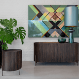 Pogoro Brown Wood Sideboard with Dark Brass Frame - Maison Rêves UK