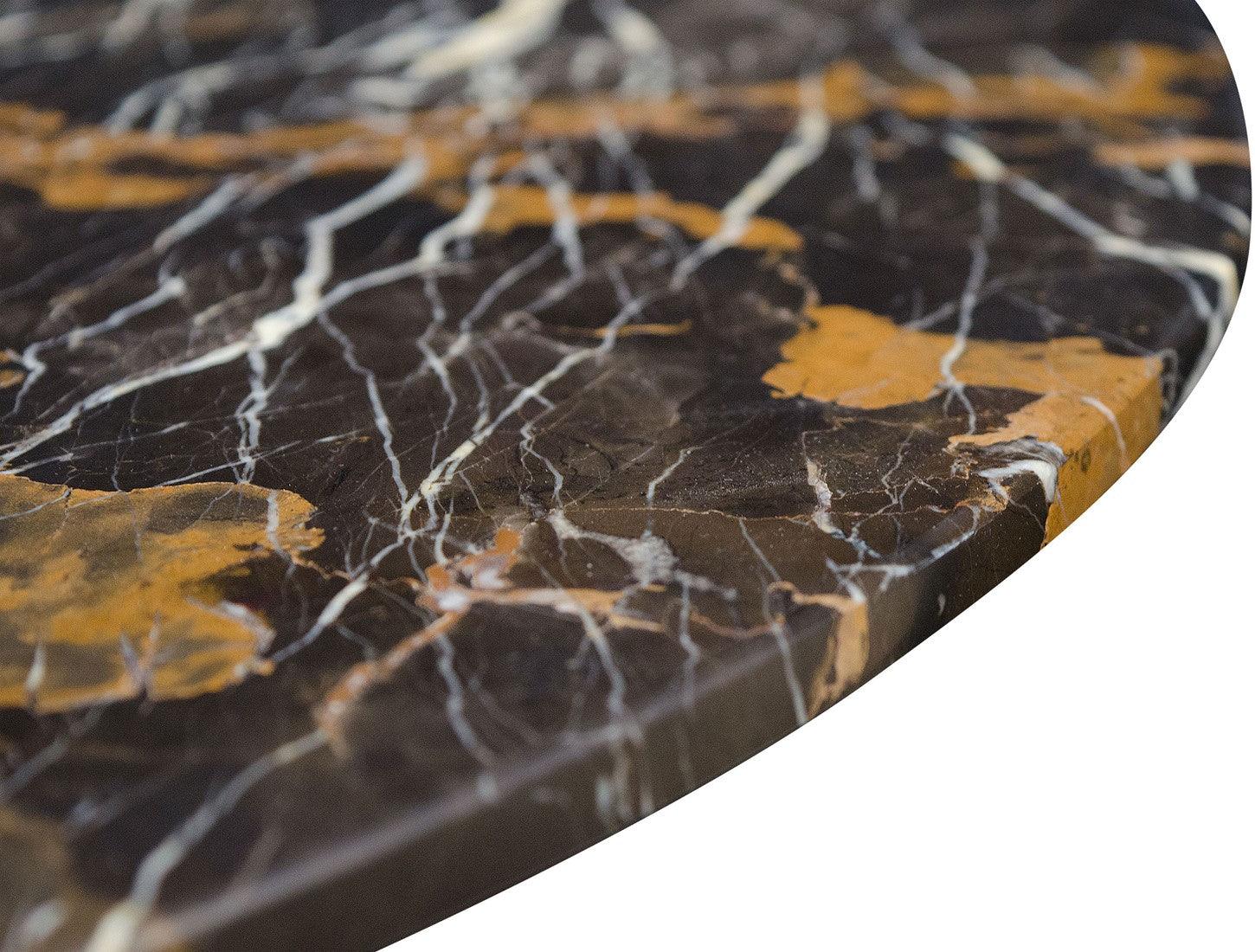Razor Marble Top Circular Coffee Table with Black Base D70cm - Maison Rêves UK