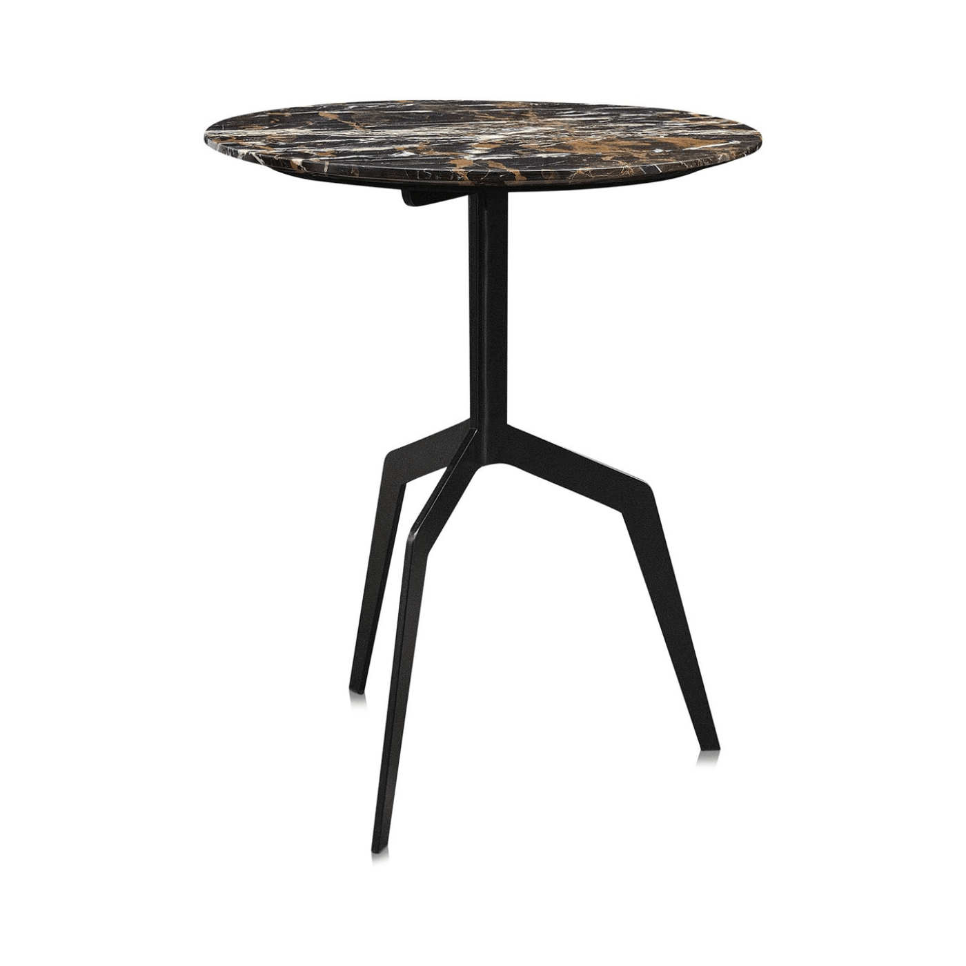 Razor Marble Top Circular Occasional Table with Black Base D50cm - Maison Rêves UK
