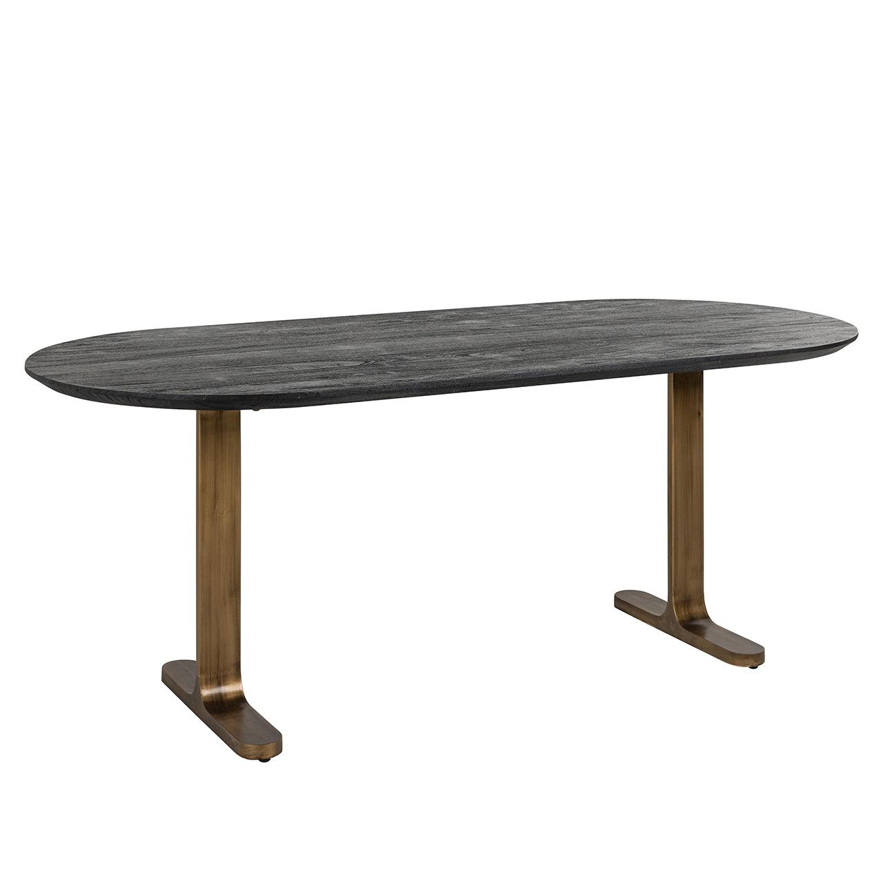 Revelin Mango Wood Oval Dining Table with Iron Legs by Richmond Interiors - Maison Rêves UK