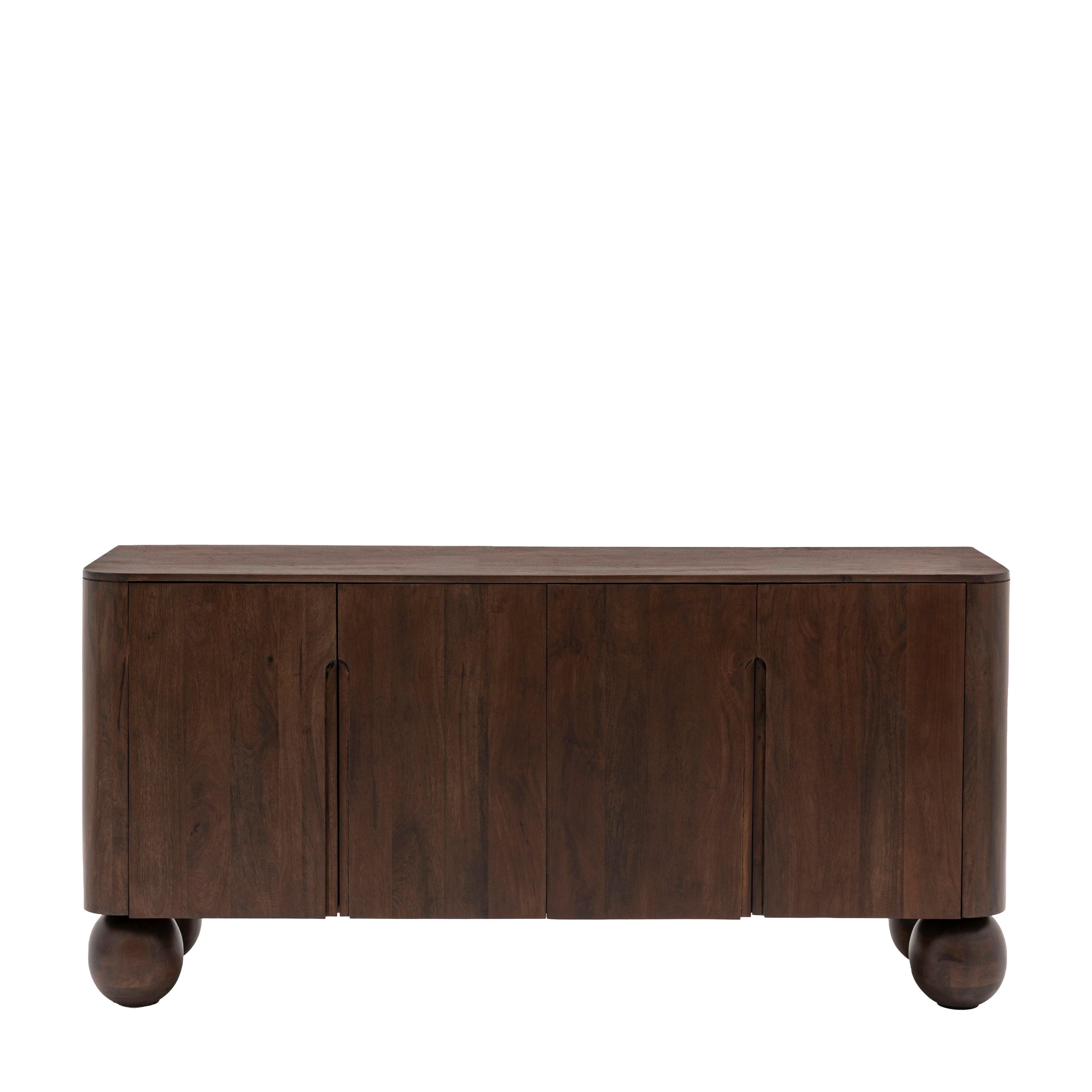 Sculpture Dark Mango Wood 4 Door Sideboard - Maison Rêves UK