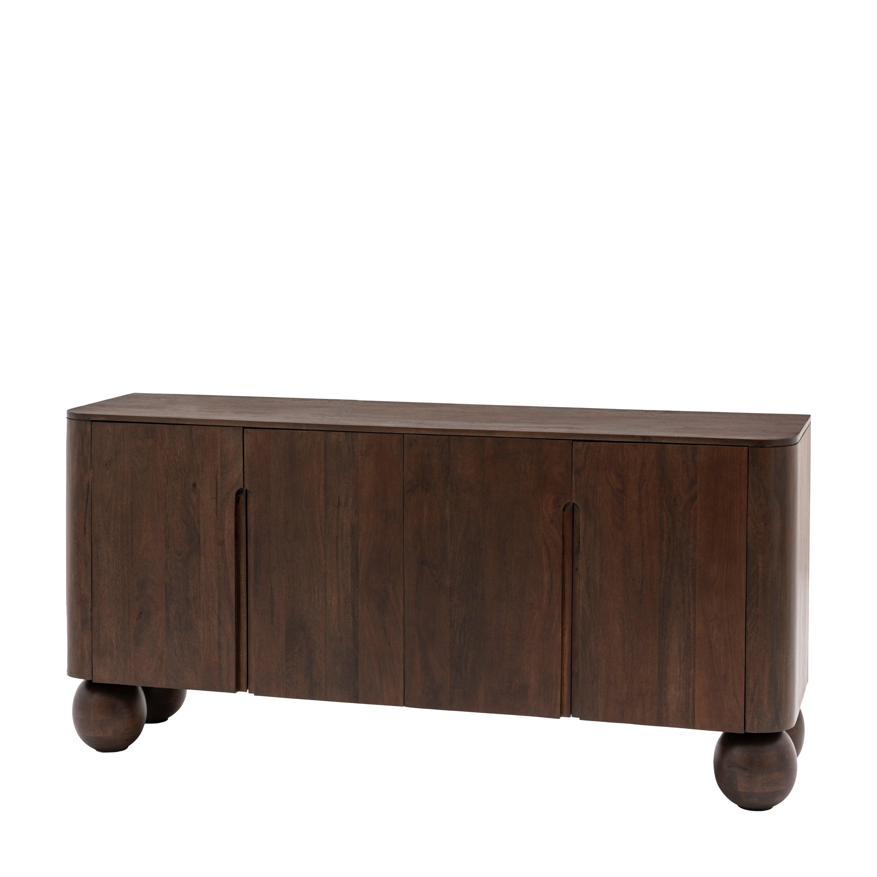 Sculpture Dark Mango Wood 4 Door Sideboard - Maison Rêves UK