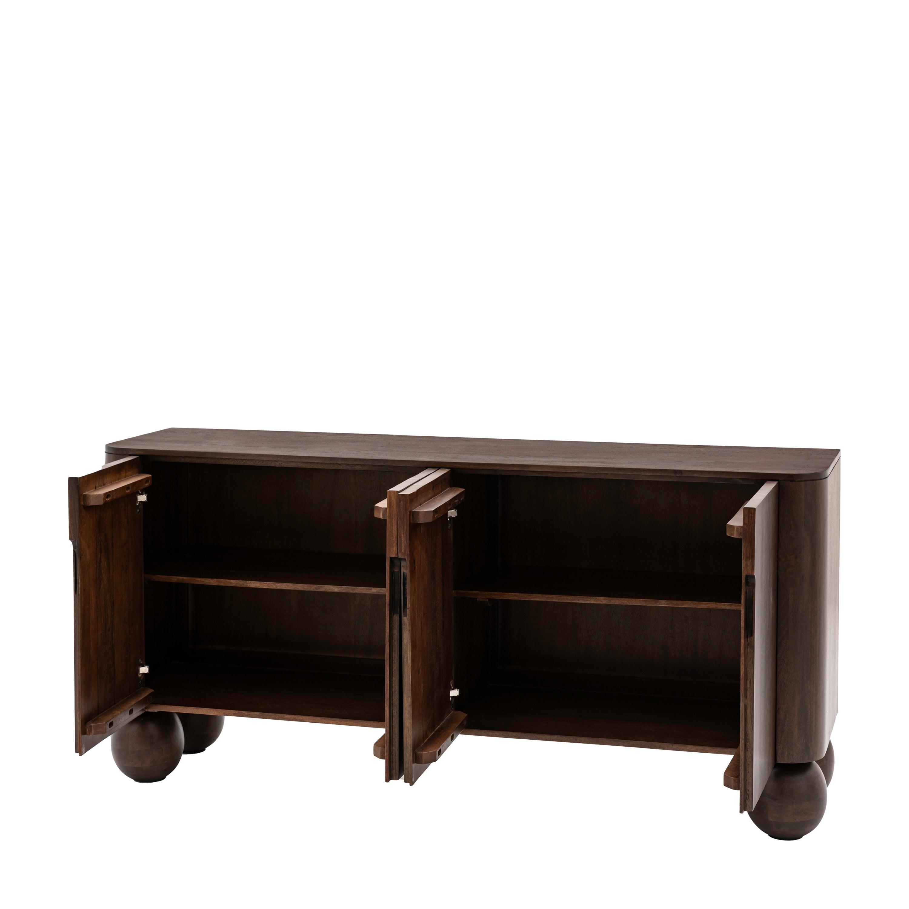 Sculpture Dark Mango Wood 4 Door Sideboard - Maison Rêves UK