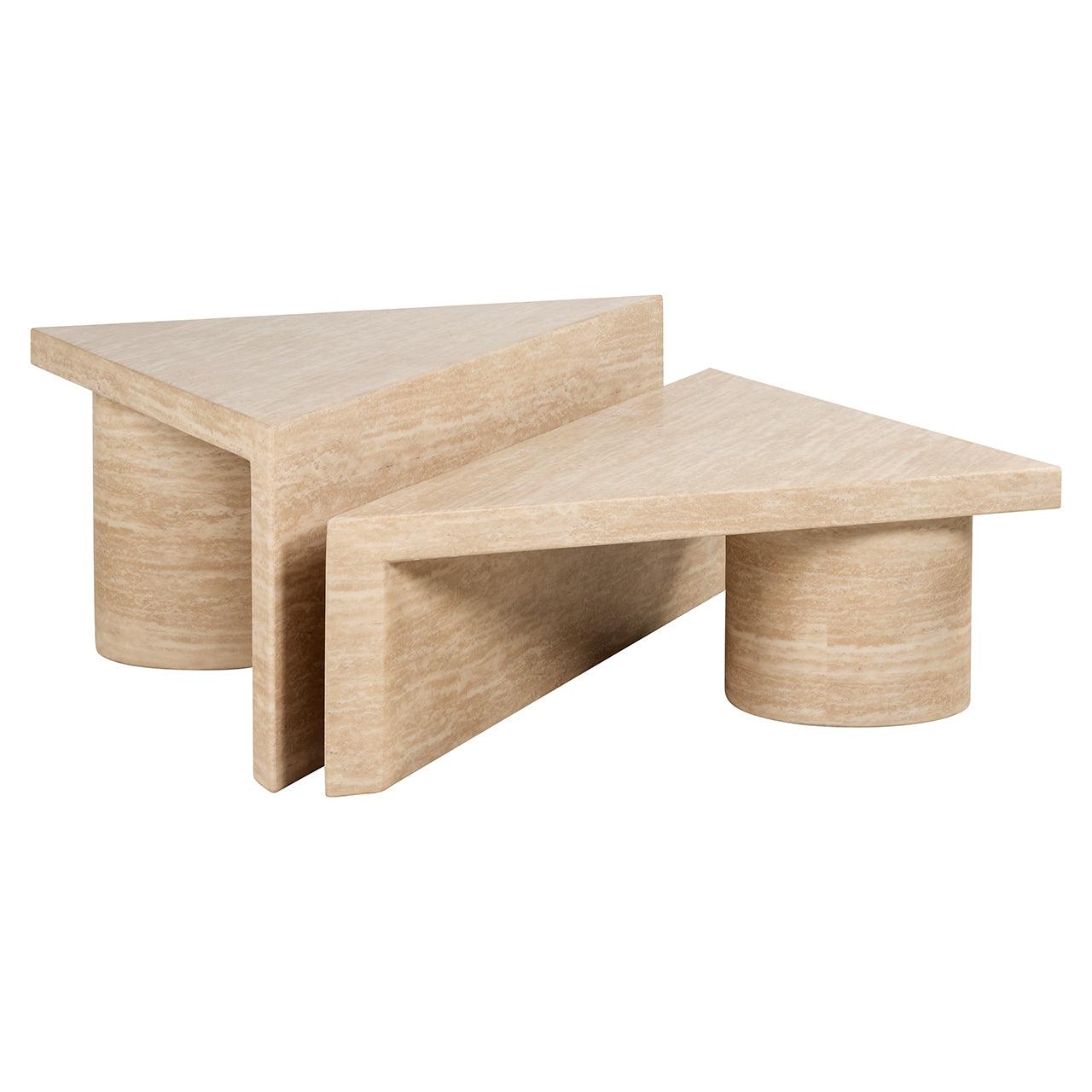 Set of Two Fictus Faux Travertine Coffee Tables by Richmond Interiors - Maison Rêves UK
