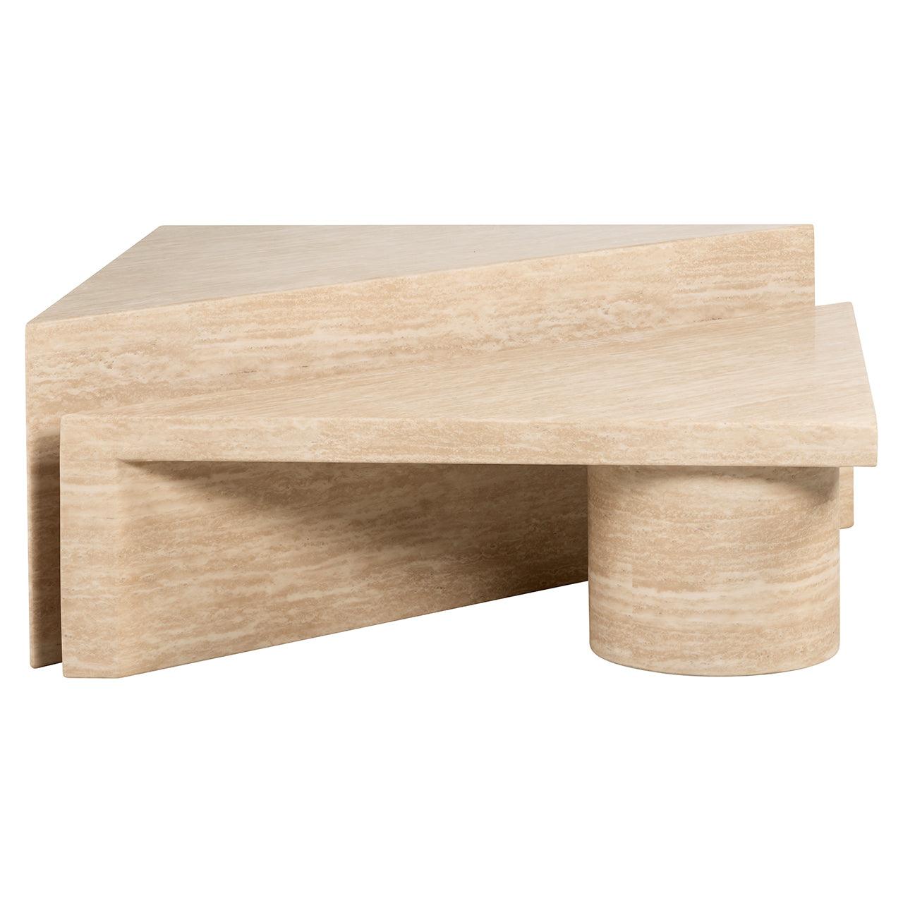 Set of Two Fictus Faux Travertine Coffee Tables by Richmond Interiors - Maison Rêves UK