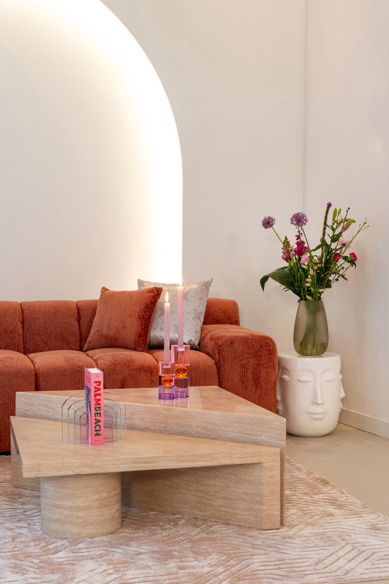 Set of Two Fictus Faux Travertine Coffee Tables by Richmond Interiors - Maison Rêves UK