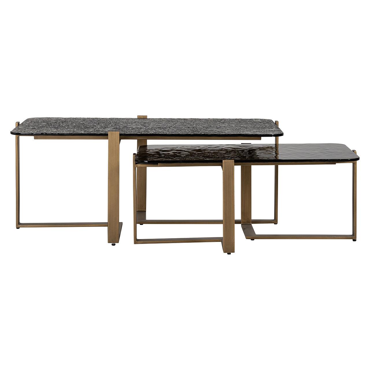 Sterling Set of 2 Coffee Tables with Glass Tops by Richmond Interiors - Maison Rêves UK