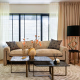 Sterling Side Table with Glass Top and Gold Metal Base by Richmond Interiors - Maison Rêves UK
