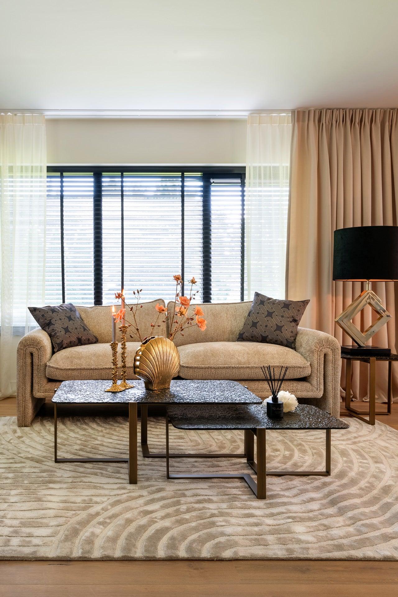 Sterling Side Table with Glass Top and Gold Metal Base by Richmond Interiors - Maison Rêves UK