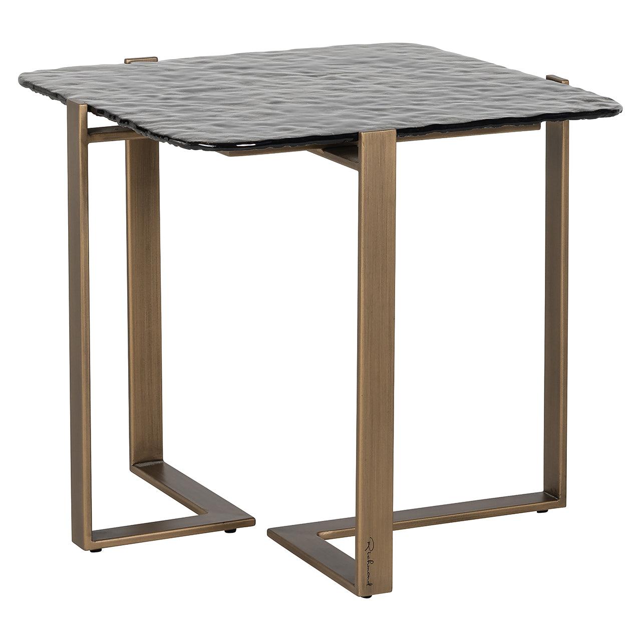 Sterling Side Table with Glass Top and Gold Metal Base by Richmond Interiors - Maison Rêves UK