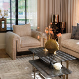 Sterling Side Table with Glass Top and Gold Metal Base by Richmond Interiors - Maison Rêves UK