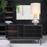 Tellem Black Wood Sideboard with Steel Frame - Maison Rêves UK