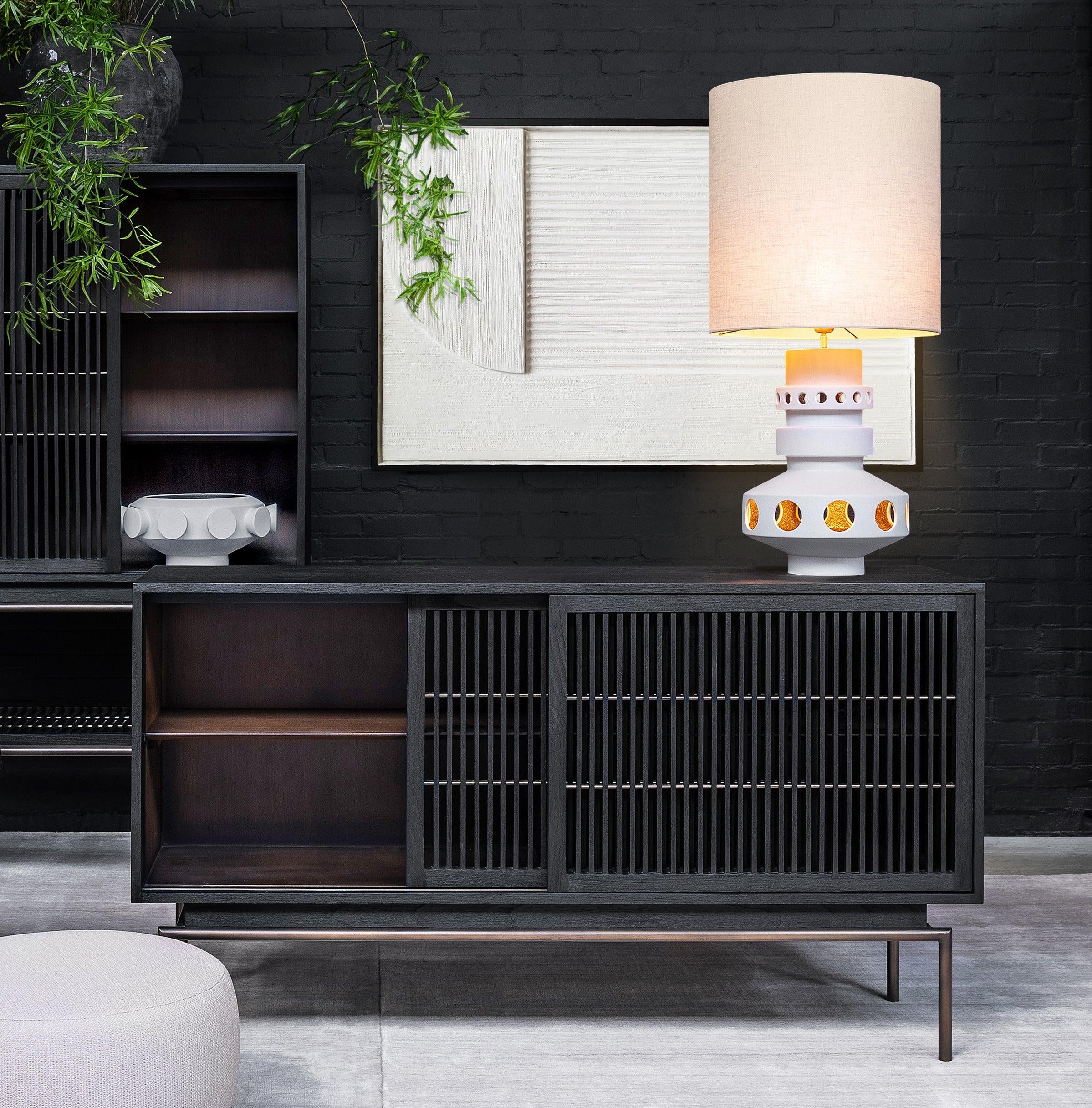 Tellem Black Wood Sideboard with Steel Frame - Maison Rêves UK