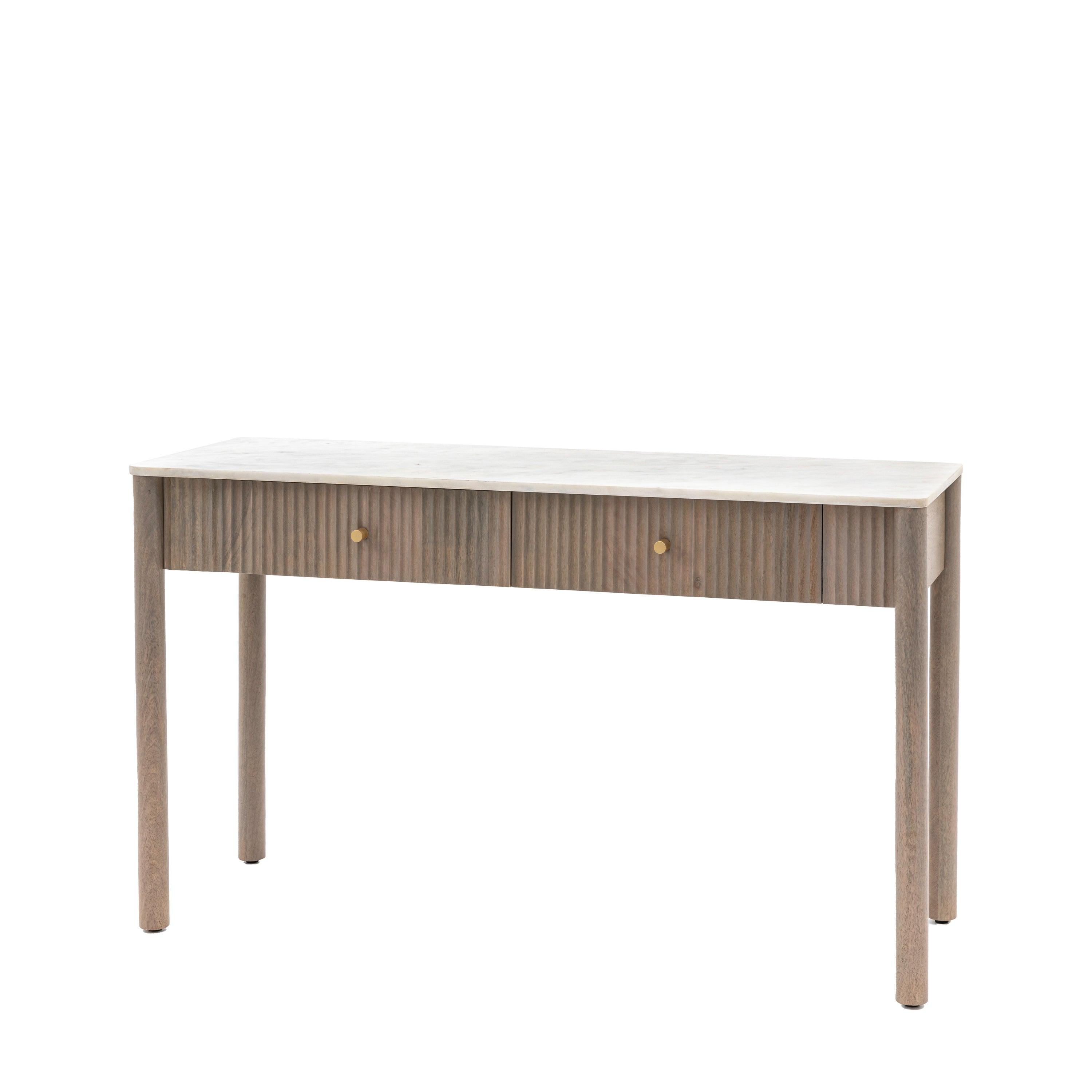 Terra 2 Drawer Mango Wood Console Marble Top - Maison Rêves UK