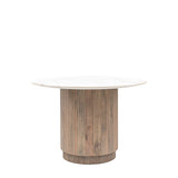 Terra Round Mango Wood Dining Table Marble Top - Maison Rêves UK