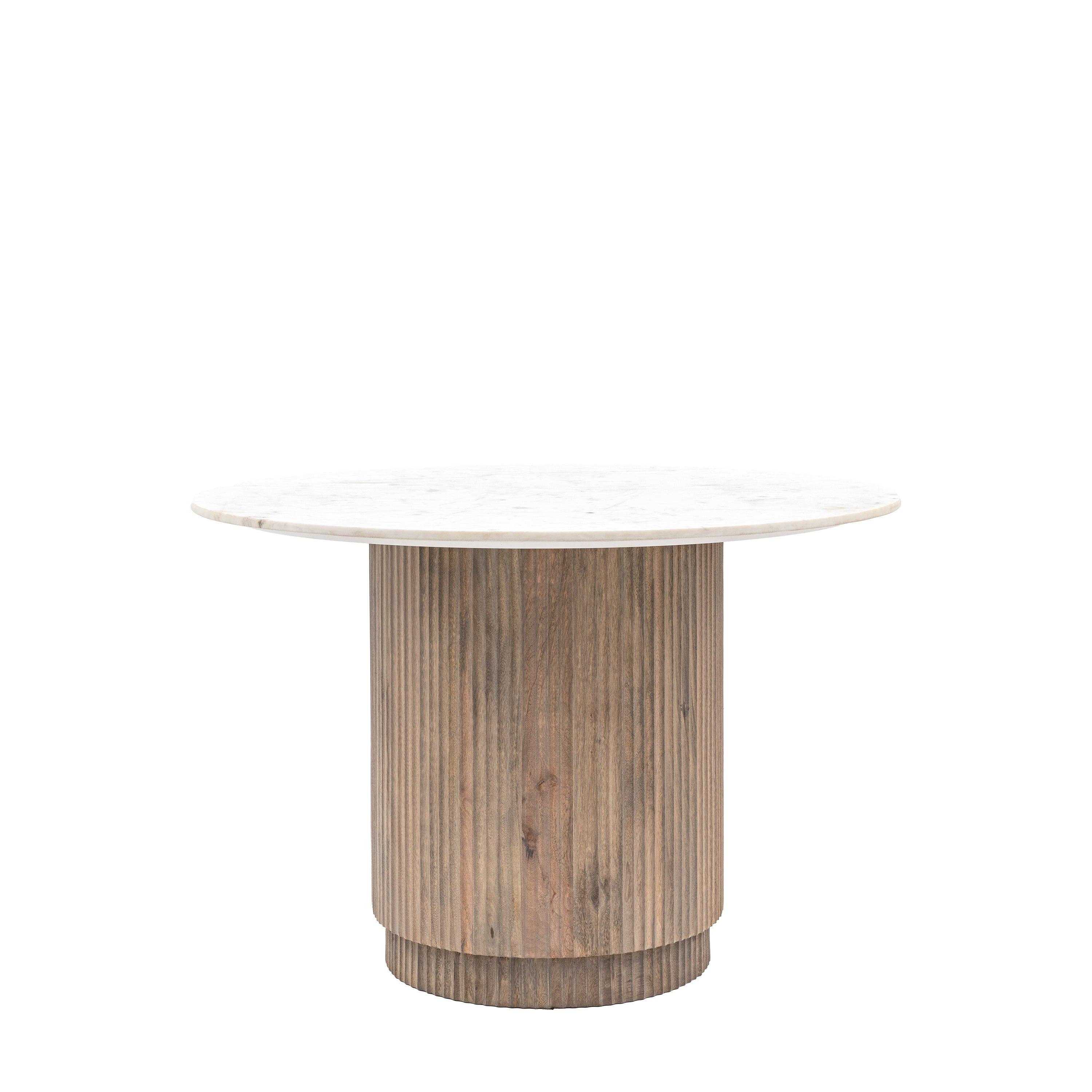 Terra Round Mango Wood Dining Table Marble Top - Maison Rêves UK