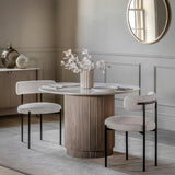 Terra Round Mango Wood Dining Table Marble Top - Maison Rêves UK