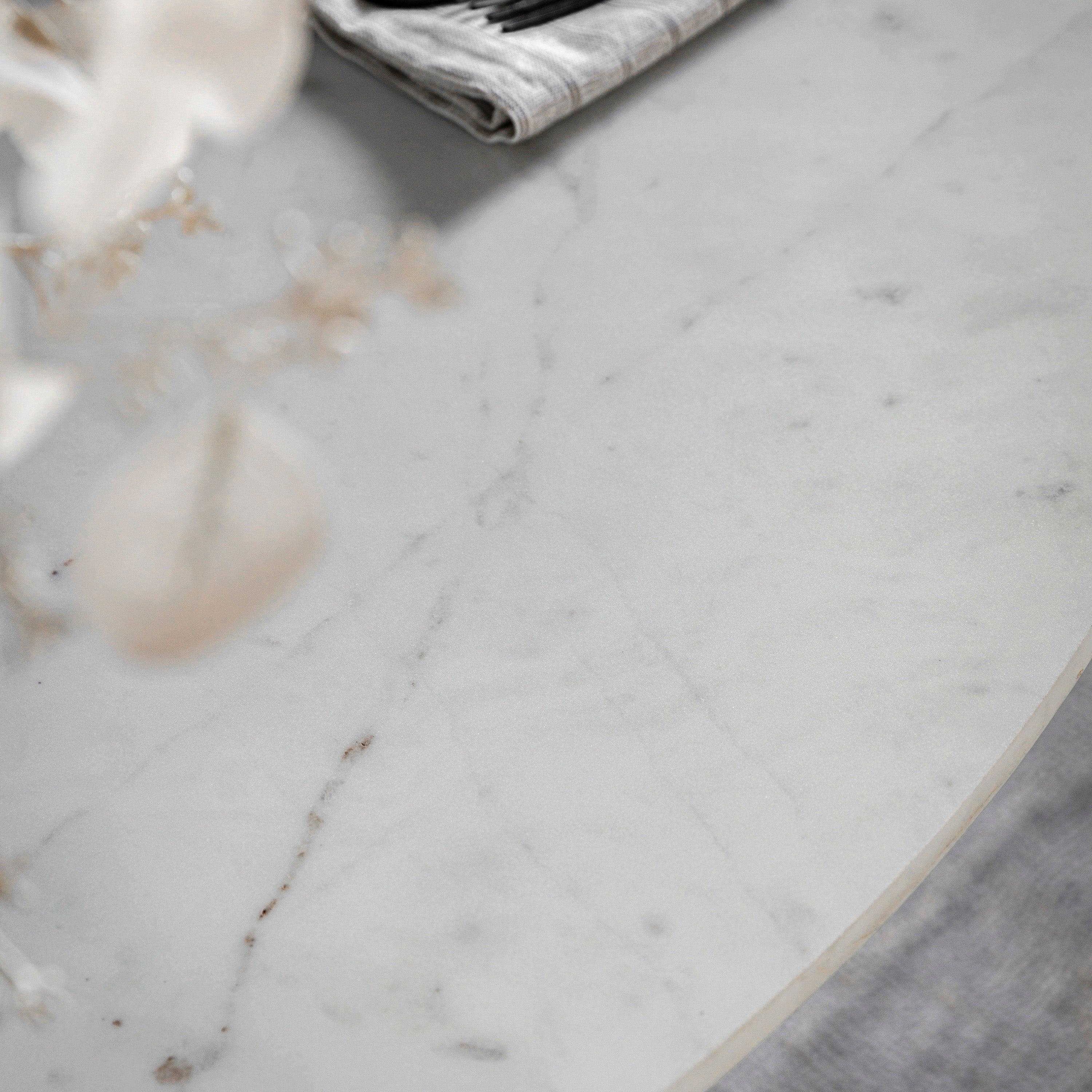 Terra Round Mango Wood Dining Table Marble Top - Maison Rêves UK