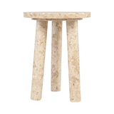 Tommy Polished Cream Marble Occasional Table/Stool - Maison Rêves UK