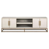 Whitebone Verona Grey 4 Door Media Unit with Brass Base and Open Compartment by Richmond Interiors - Maison Rêves UK