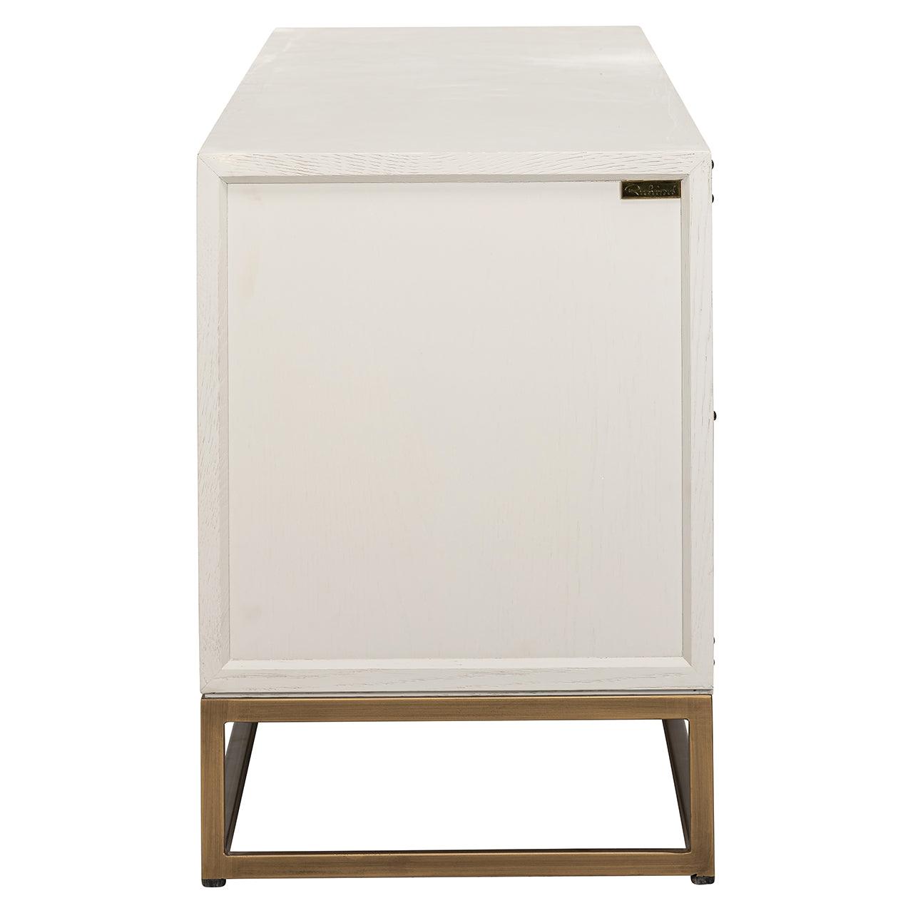 Whitebone Verona Grey 4 Door Media Unit with Brass Base and Open Compartment by Richmond Interiors - Maison Rêves UK