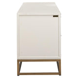 Whitebone Verona Grey 4 Door Media Unit with Brass Base and Open Compartment by Richmond Interiors - Maison Rêves UK