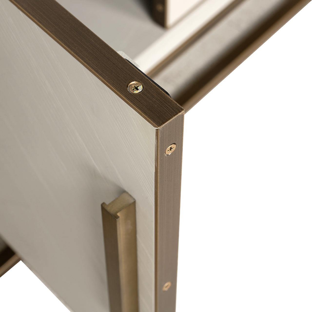 Whitebone Verona Grey 4 Door Media Unit with Brass Base and Open Compartment by Richmond Interiors - Maison Rêves UK