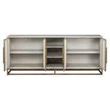 Whitebone Verona Grey 4 Door Sideboard with Brass Base and Open Compartment by Richmond Interiors - Maison Rêves UK