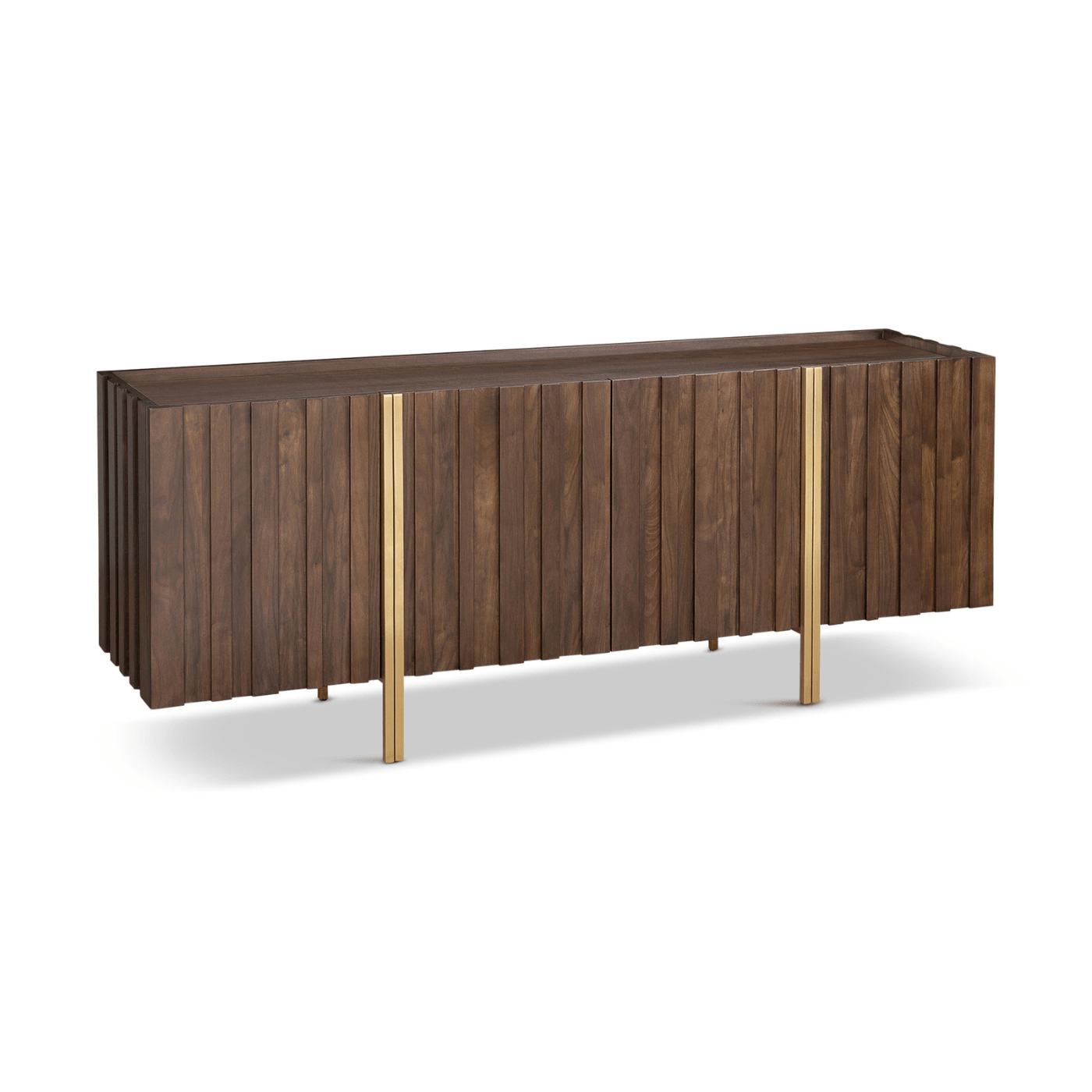 Winchester Walnut Finish Sideboard with Gold Brass Handles by Berkeley Designs - Maison Rêves UK