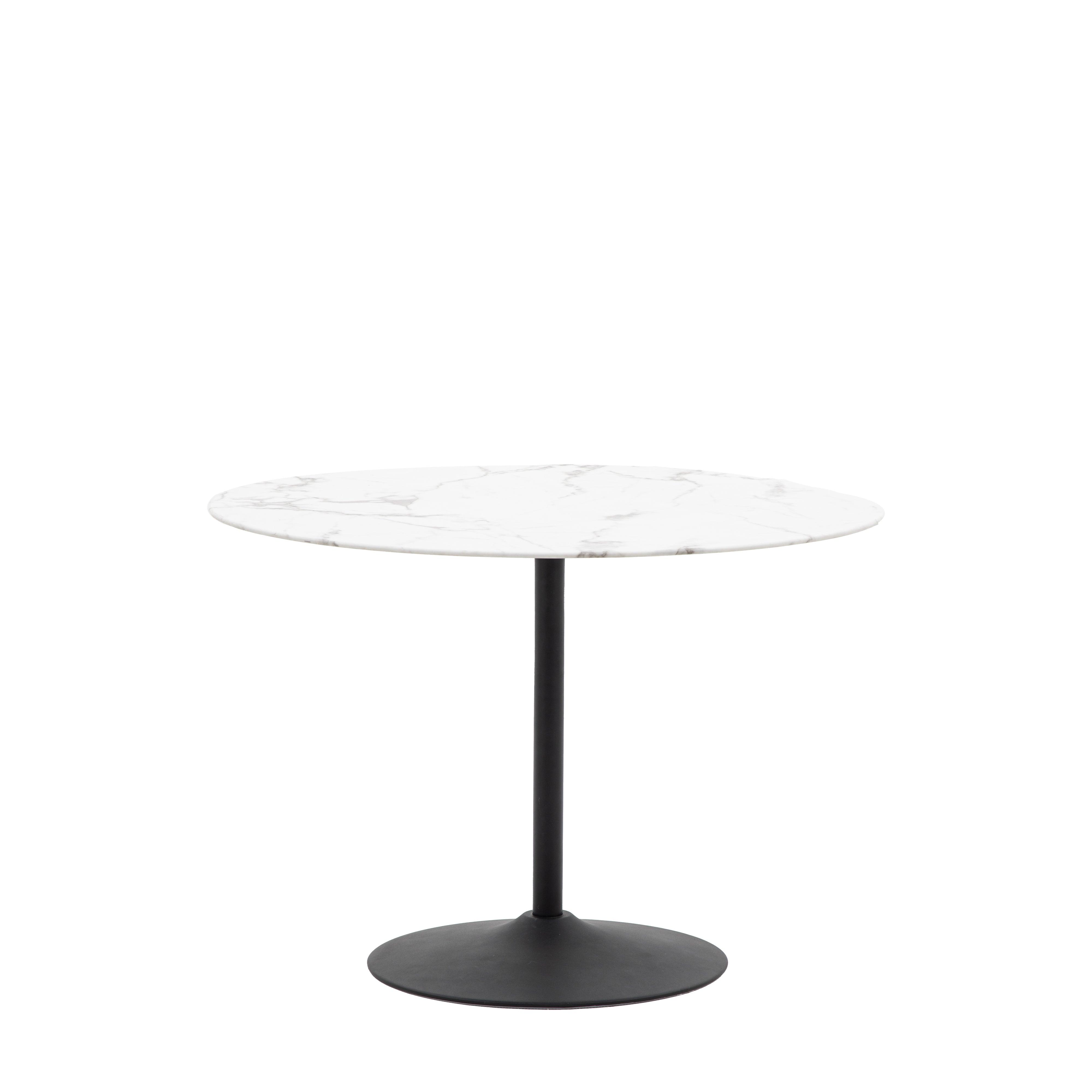 Ambra Iron Base Dining Table White Effect - Maison Rêves UK