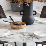 Ambra Iron Base Dining Table White Effect - Maison Rêves UK