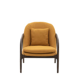 Amorista Oak Wood Frame Armchair Ochre Fabric - Maison Rêves UK