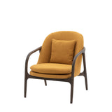 Amorista Oak Wood Frame Armchair Ochre Fabric - Maison Rêves UK