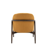 Amorista Oak Wood Frame Armchair Ochre Fabric - Maison Rêves UK