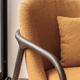 Amorista Oak Wood Frame Armchair Ochre Fabric - Maison Rêves UK