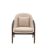 Amorista Oak Wood Frame Armchair Taupe Fabric - Maison Rêves UK
