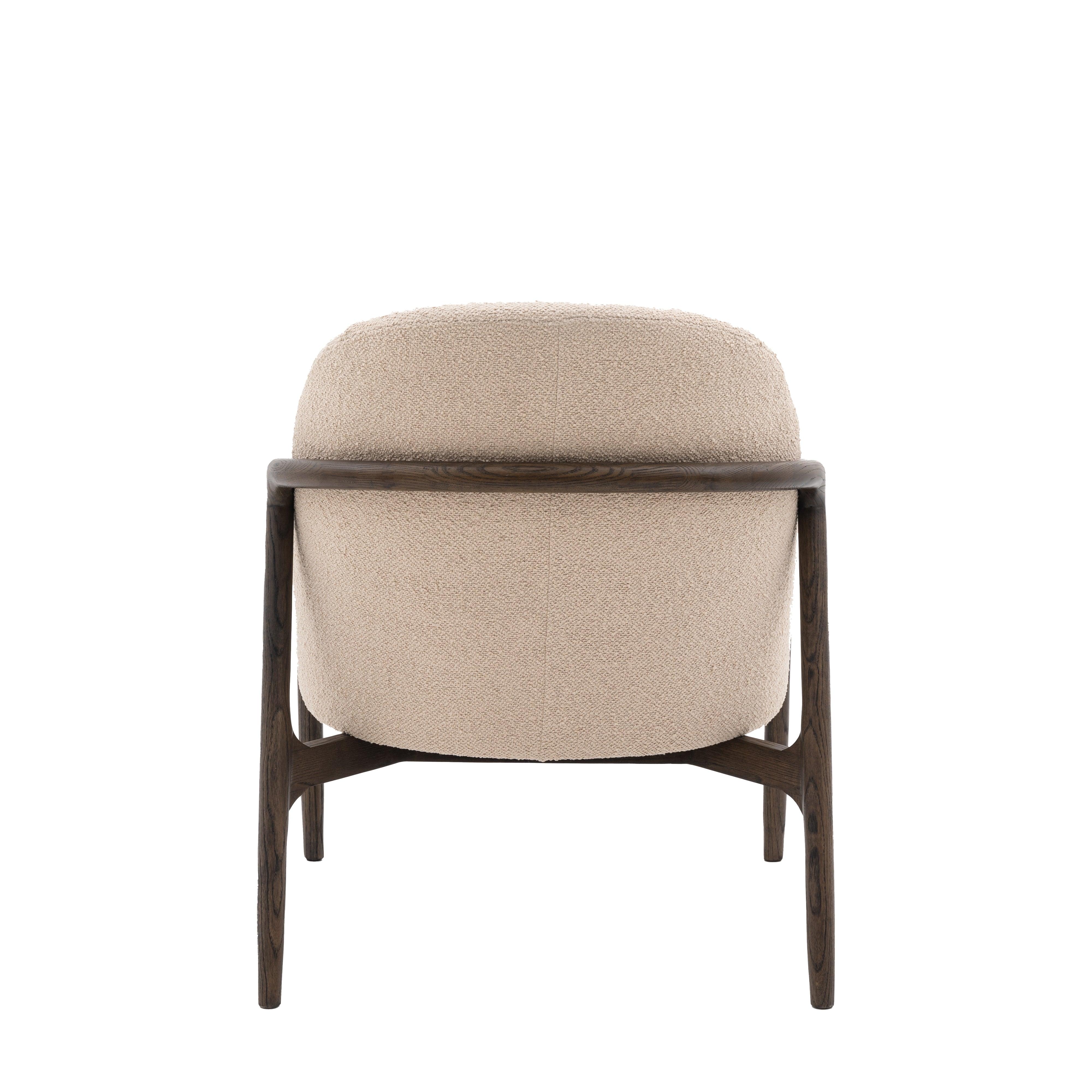 Amorista Oak Wood Frame Armchair Taupe Fabric - Maison Rêves UK