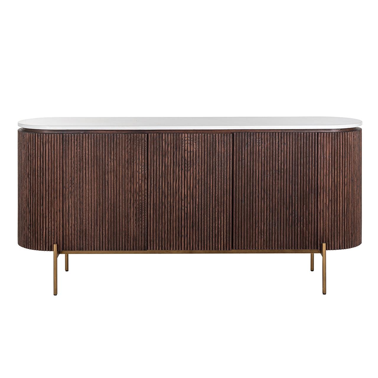 Barkley 3 Door Oak Wood Sideboard with Marble Top by Richmond Interiors - Maison Rêves UK