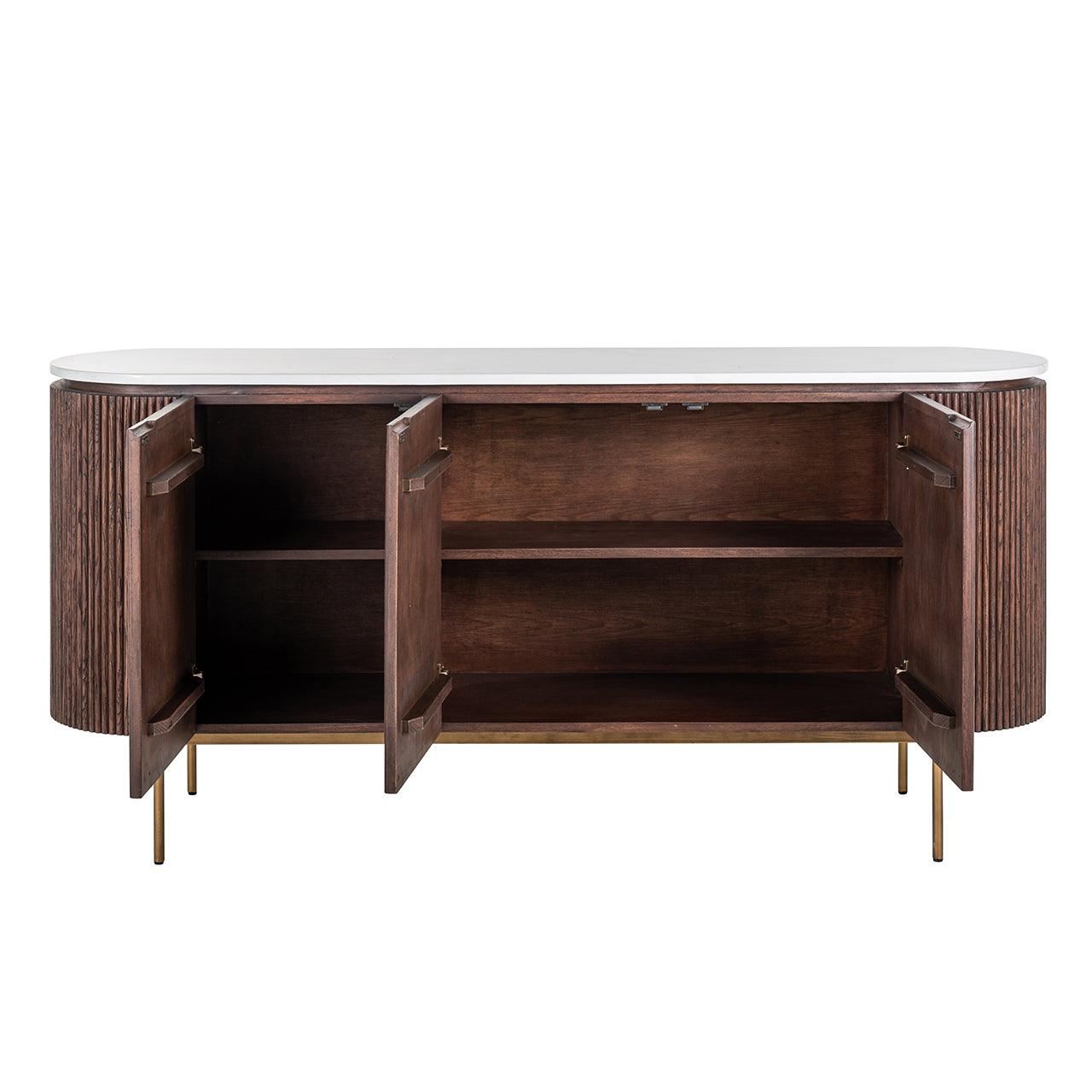 Barkley 3 Door Oak Wood Sideboard with Marble Top by Richmond Interiors - Maison Rêves UK