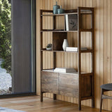 Bellavia Acacia Wood Display Unit with Marble Top - Maison Rêves UK