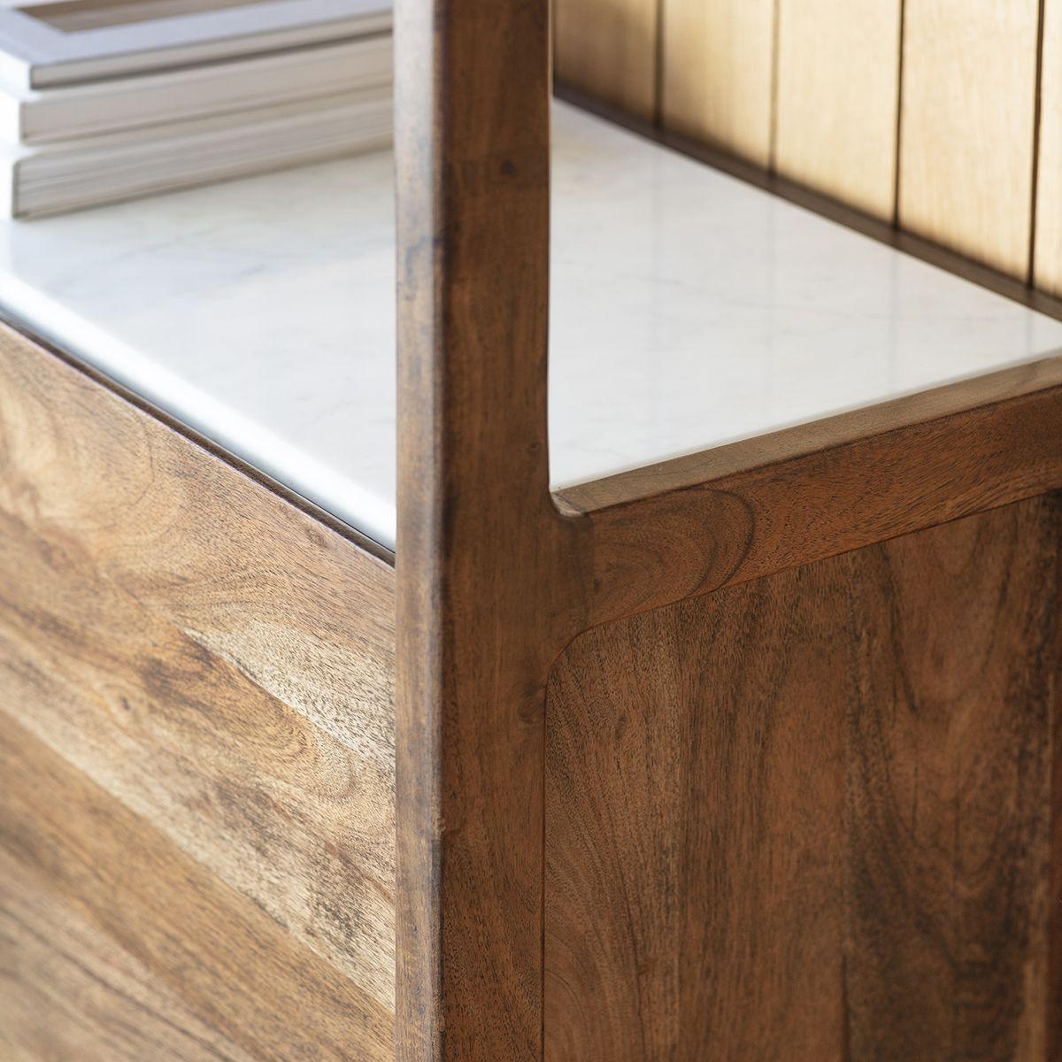 Bellavia Acacia Wood Display Unit with Marble Top - Maison Rêves UK