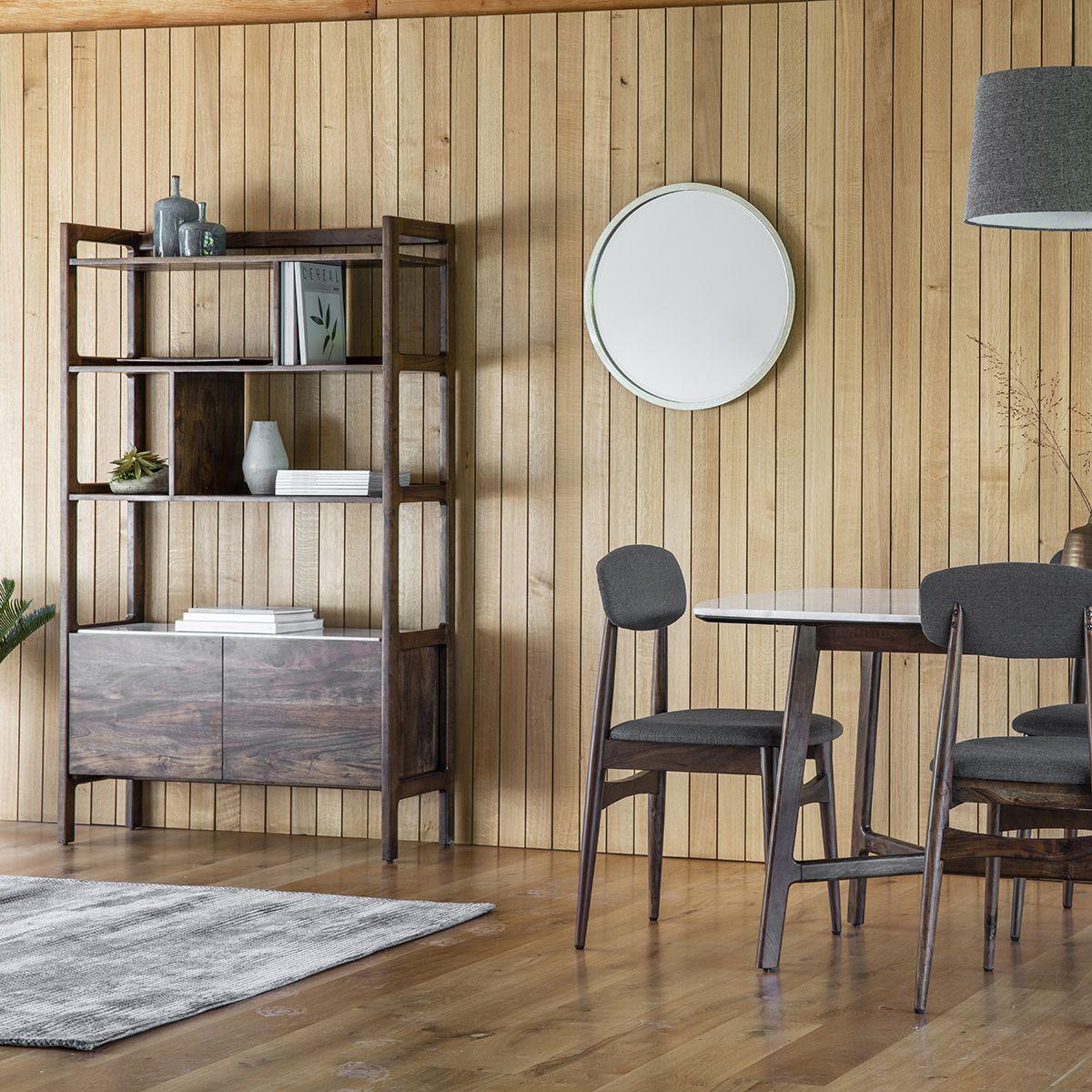 Bellavia Acacia Wood Display Unit with Marble Top - Maison Rêves UK