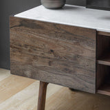 Bellavia Acacia Wood Media Cabinet with Marble Top - Maison Rêves UK