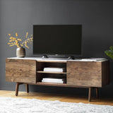 Bellavia Acacia Wood Media Cabinet with Marble Top - Maison Rêves UK