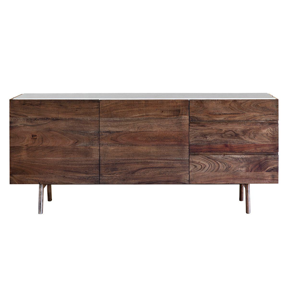 Bellavia Acacia Wood Sideboard with Marble Top - Maison Rêves UK