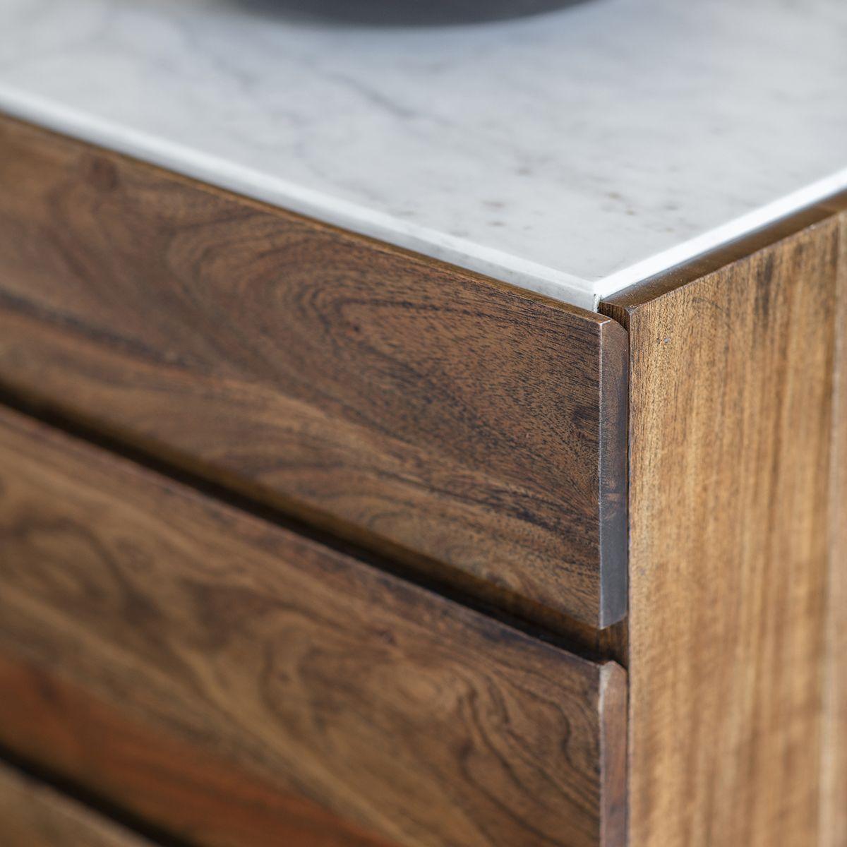 Bellavia Acacia Wood Sideboard with Marble Top - Maison Rêves UK